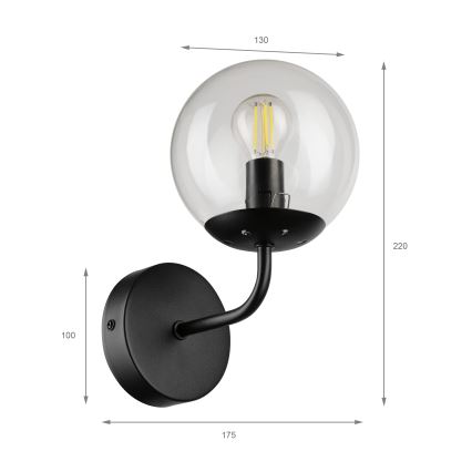 Brilagi - Wandlamp MALIVA 1xE14/15W/230V zwart/helder