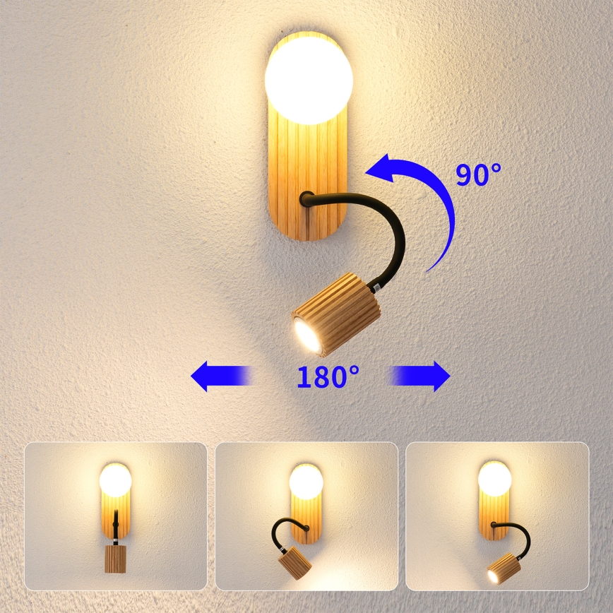 Brilagi - Wandlamp MODERN WOOD 1xG9/5W/230V + 1xGU10/8W van rubberhout