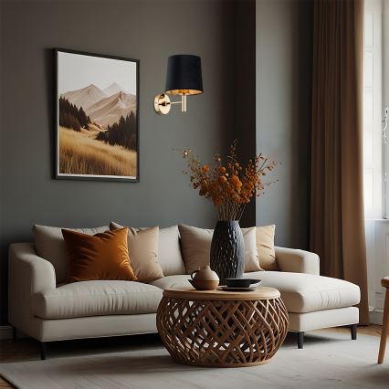 Brilagi - Wandlamp MONTE 1xE27/60W/230V zwart/goud
