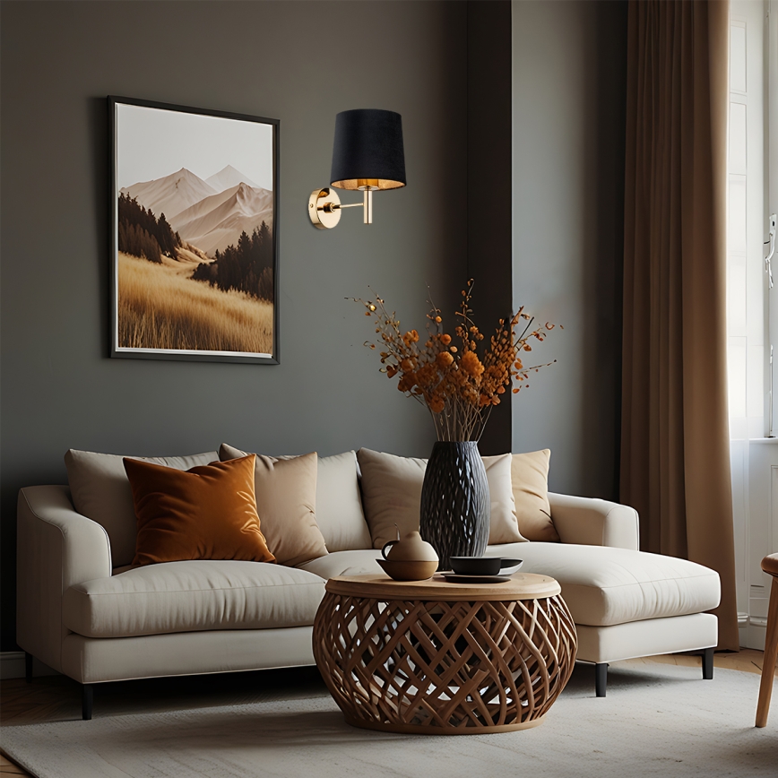 Brilagi - Wandlamp MONTE 1xE27/60W/230V zwart/goud