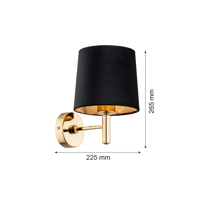 Brilagi - Wandlamp MONTE 1xE27/60W/230V zwart/goud