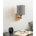 Brilagi - Wandlamp NUBILA WOOD 1xE27/25W/230V eik/zwart/lichtgrijs