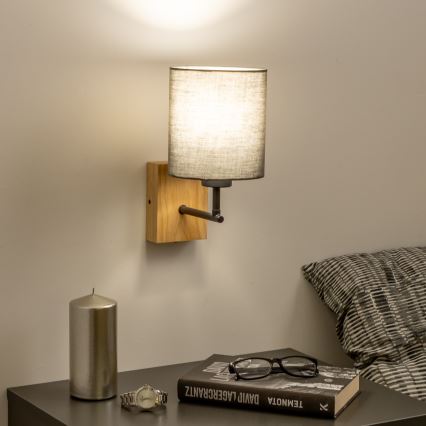 Brilagi - Wandlamp NUBILA WOOD 1xE27/25W/230V eiken/antraciet