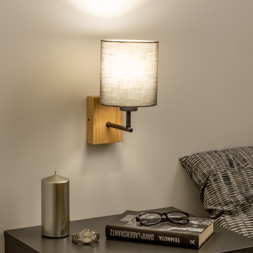 Brilagi - Wandlamp NUBILA WOOD 1xE27/25W/230V eiken/antraciet