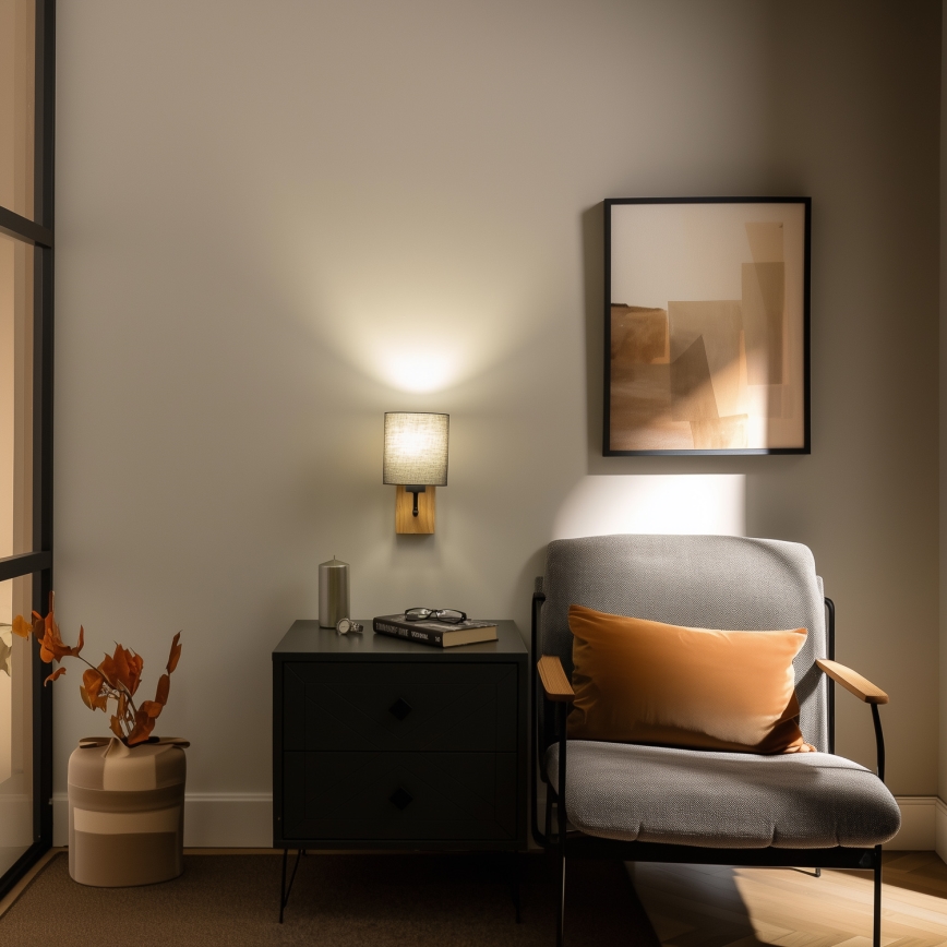 Brilagi - Wandlamp NUBILA WOOD 1xE27/25W/230V eiken/antraciet