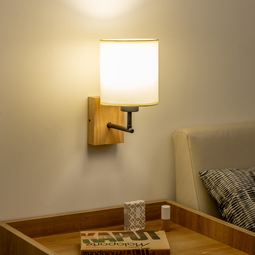 Brilagi - Wandlamp NUBILA WOOD 1xE27/25W/230V eiken/zwart/crème
