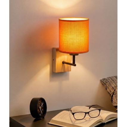 Brilagi - Wandlamp NUBILA WOOD 1xE27/25W/230V eiken/zwart/oranje