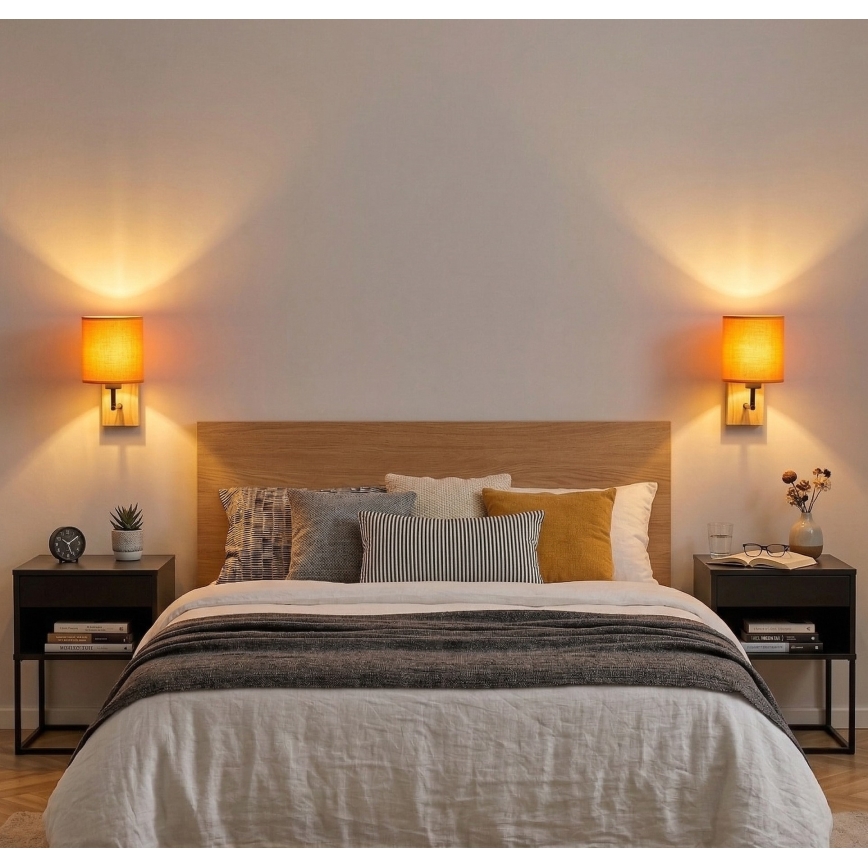 Brilagi - Wandlamp NUBILA WOOD 1xE27/25W/230V eiken/zwart/oranje