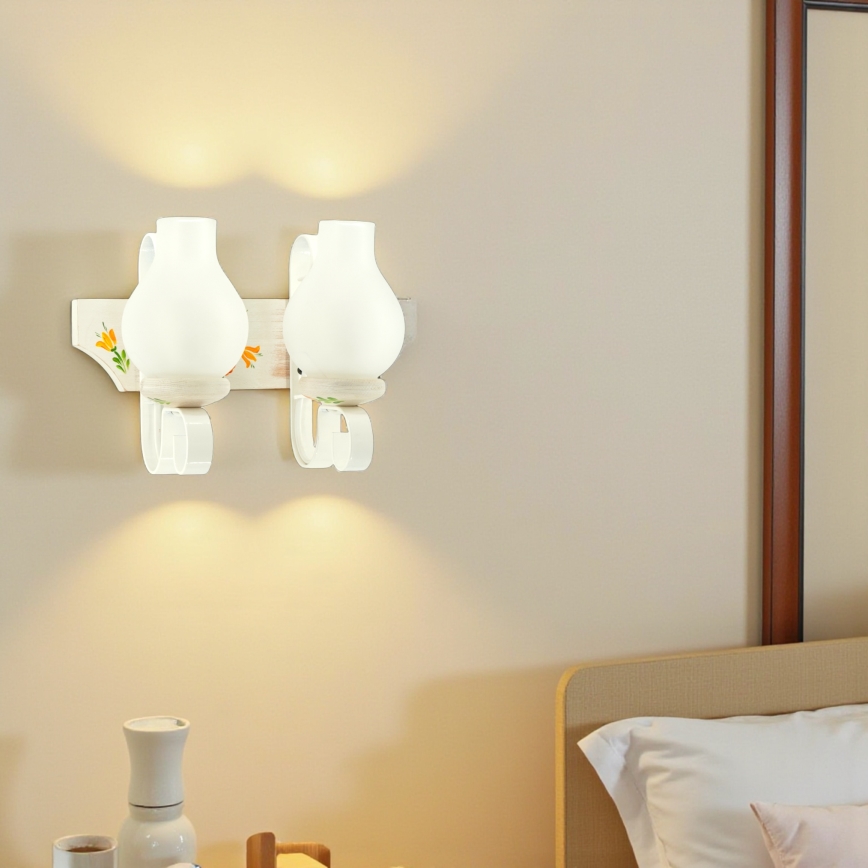 Brilagi - Wandlamp QUEEN 2xE14/40W/230V beuk/crème