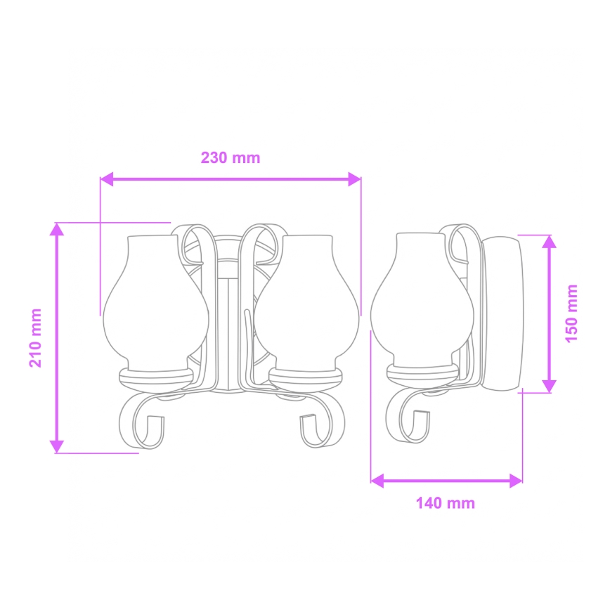 Brilagi - Wandlamp ROATA APLICA 2xE14/40W/230V beuken
