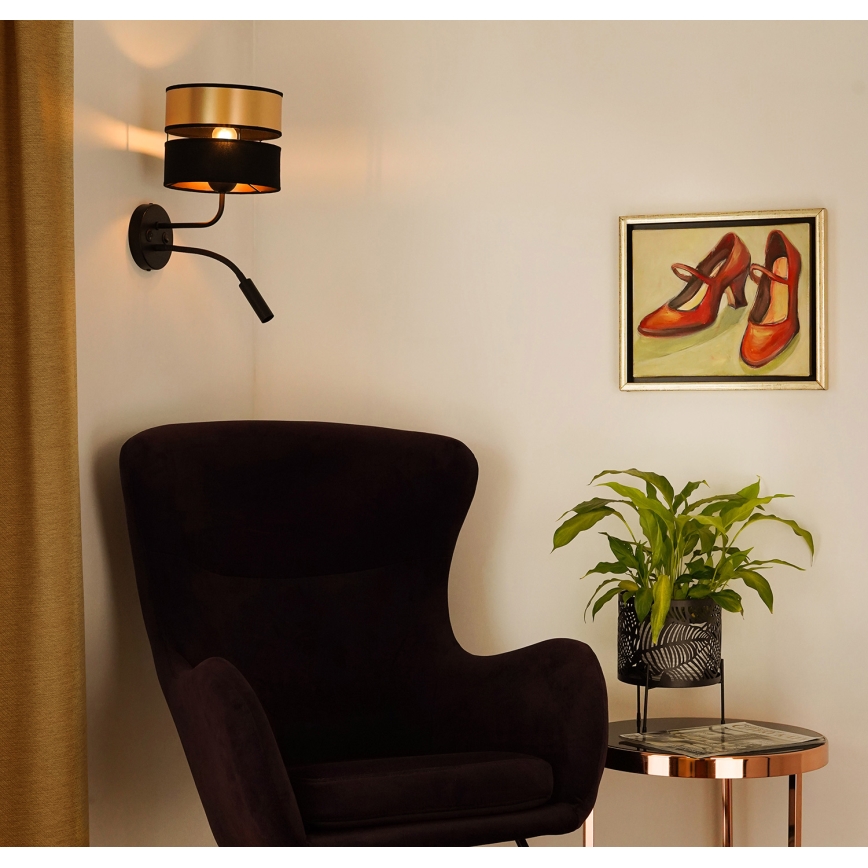 Brilagi - Wandlamp ROYAL 1xE27/15W/230V + 1xG9/3W zwart/goud