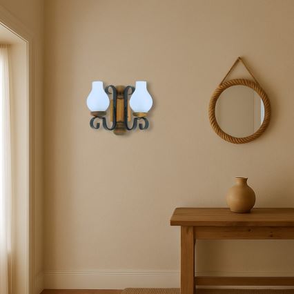 Brilagi - Wandlamp RUSTIC 2xE14/40W/230V beuken