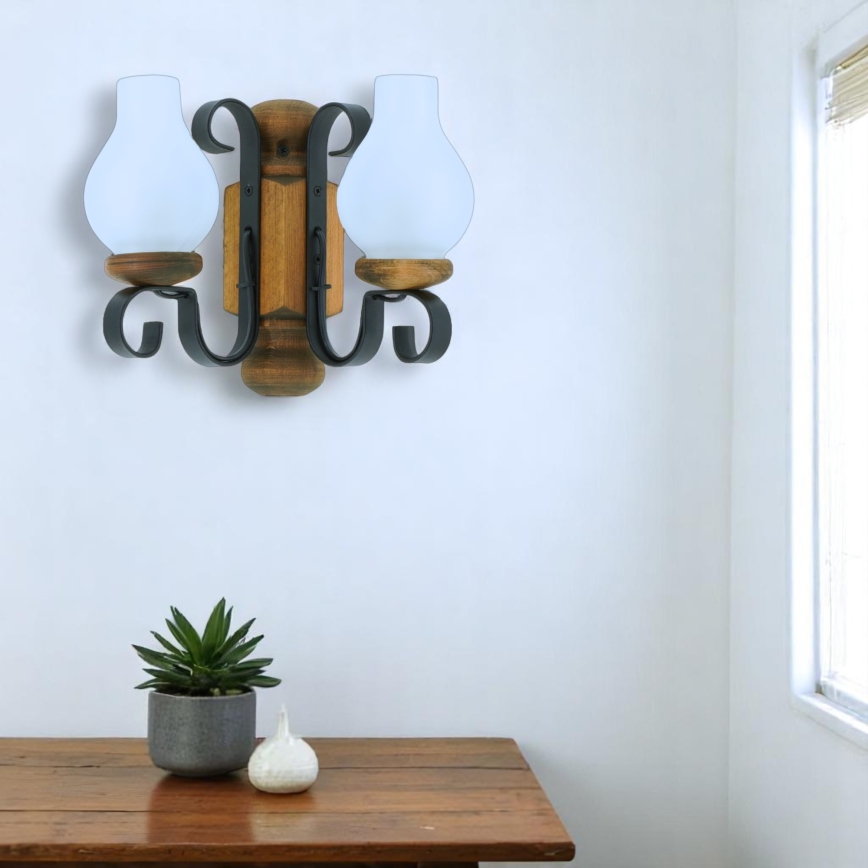 Brilagi - Wandlamp RUSTIC 2xE14/40W/230V beuken