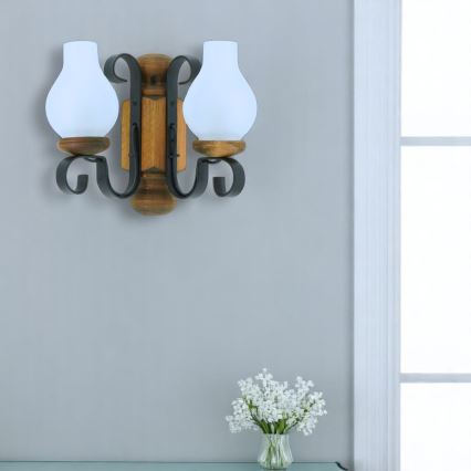 Brilagi - Wandlamp RUSTIC 2xE14/40W/230V beuken