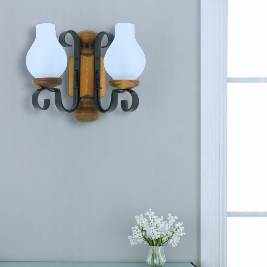 Brilagi - Wandlamp RUSTIC 2xE14/40W/230V beuken