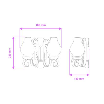 Brilagi - Wandlamp RUSTIC 2xE14/40W/230V beuken/walnoot