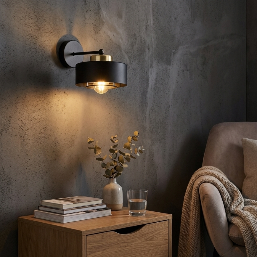 Brilagi - Wandlamp SPRING 1xE27/60W/230V zwart/goud