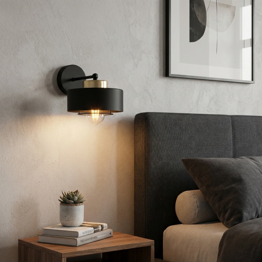 Brilagi - Wandlamp SPRING 1xE27/60W/230V zwart/goud