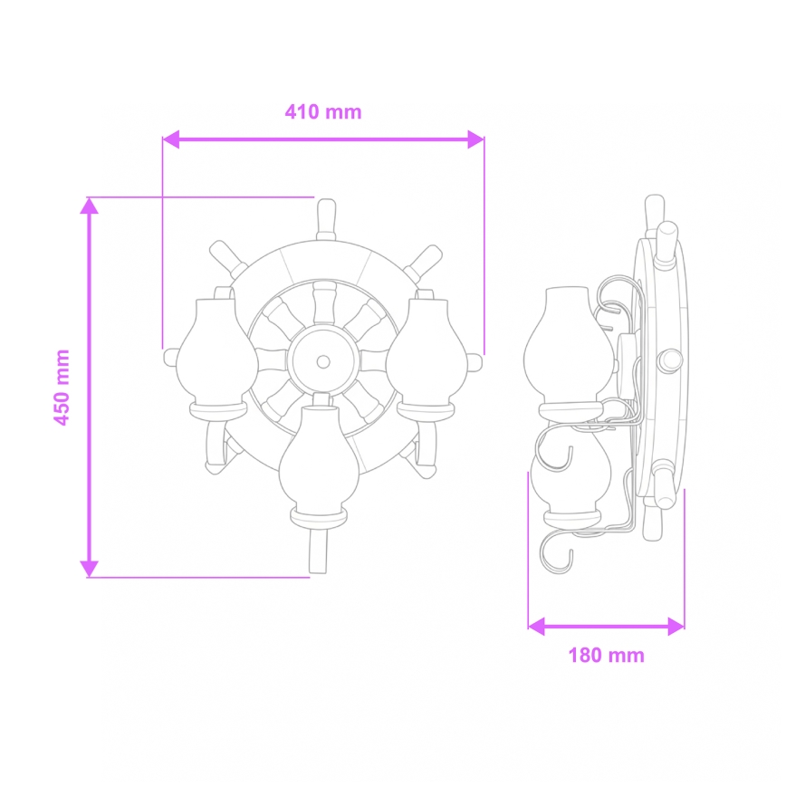 Brilagi - Wandlamp TIMONA 3xE14/40W/230V beuken/walnoot