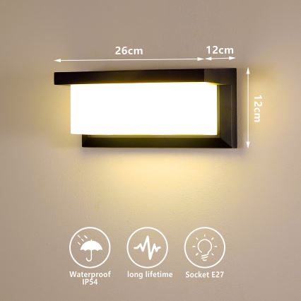 Brilagi - Wandlamp voor buiten BRICKY 1xE27/60W/230V zwart IP54