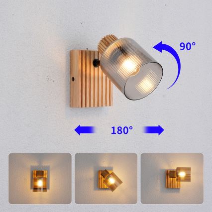 Brilagi - Wandspot HYGGE 1xE14/15W/230V hout/rookkleurig