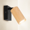 Brilagi - Wandspot met schakelaar SELE 1xGU10/30W/230V zwart/eiken decor