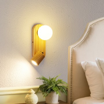 Brilagi - Wandspot MODERN WOOD 1xG9/5W/230V + 1xGU10/8W hout