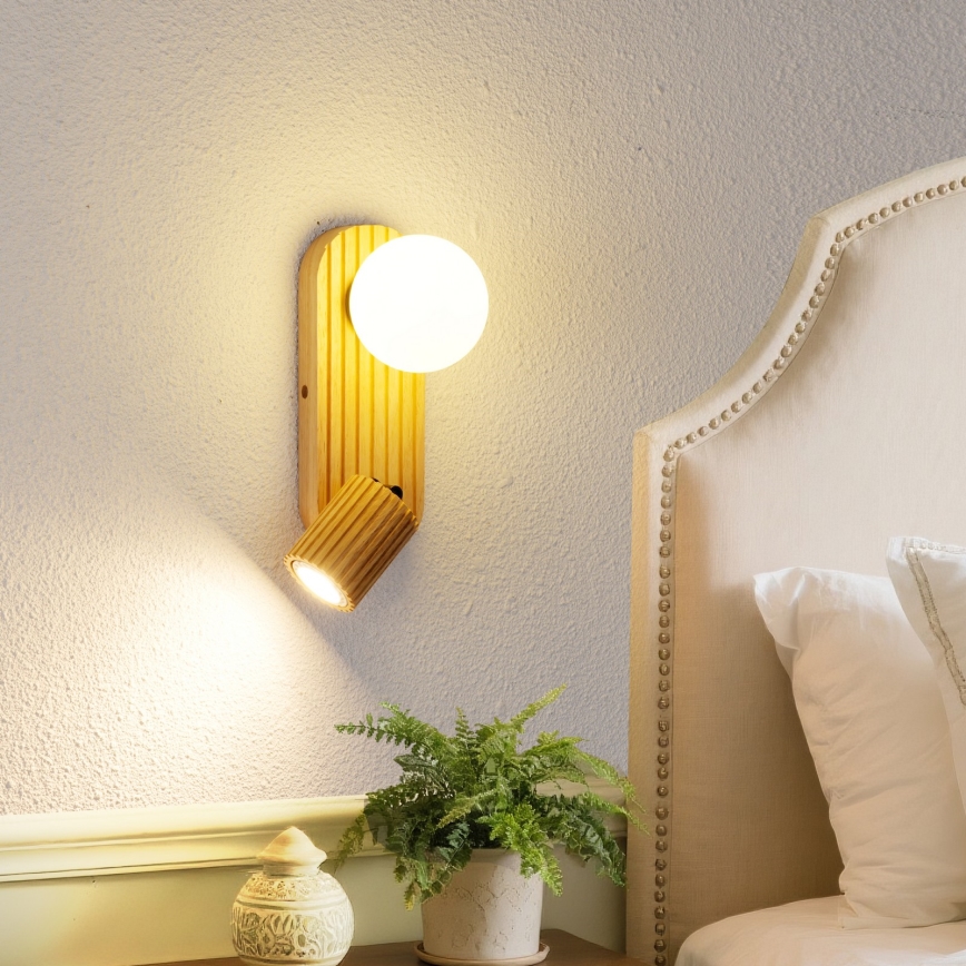 Brilagi - Wandspot MODERN WOOD 1xG9/5W/230V + 1xGU10/8W rubberhout