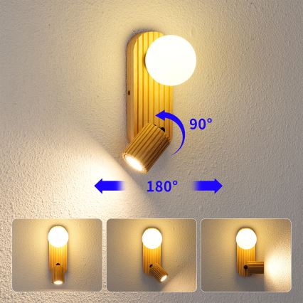 Brilagi - Wandspot MODERN WOOD 1xG9/5W/230V + 1xGU10/8W rubberhout