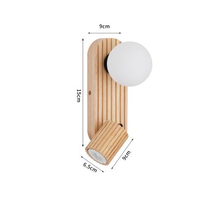 Brilagi - Wandspot MODERN WOOD 1xG9/5W/230V + 1xGU10/8W rubberhout