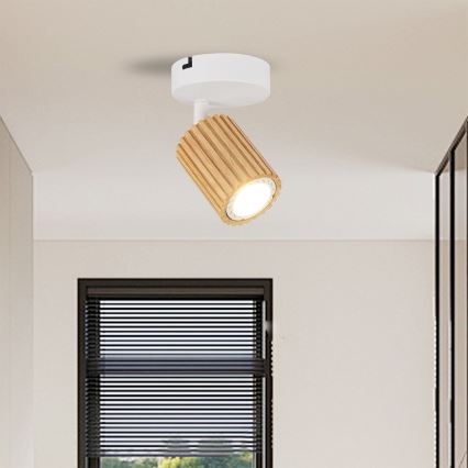 Brilagi - Wandspot MODERN WOOD 1xGU10/8W/230V rubberhout/wit