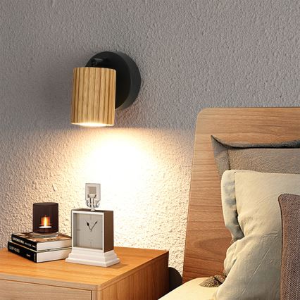 Brilagi - Wandspot MODERN WOOD 1xGU10/8W/230V rubberhout/zwart