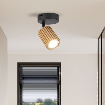 Brilagi - Wandspot MODERN WOOD 1xGU10/8W/230V rubberhout/zwart