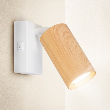 Brilagi - Wandspot SELE 1xGU10/30W/230V wit/eiken decor