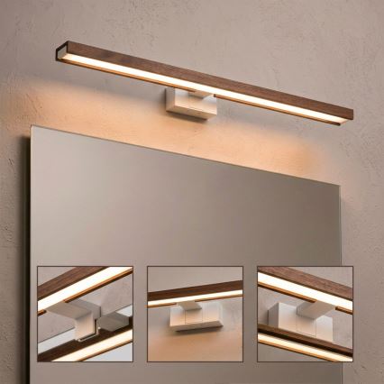 Brilagi - LED-badkamerverlichting voor spiegel WOODY MIRROR 3-in-1 LED/15W/230V 80 cm IP44 wit/eiken-kers