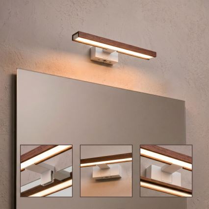 Brilagi - LED badkamerspiegelverlichting 3-in-1 WOODY MIRROR LED/8W/230V 40 cm IP44 wit/eik kers