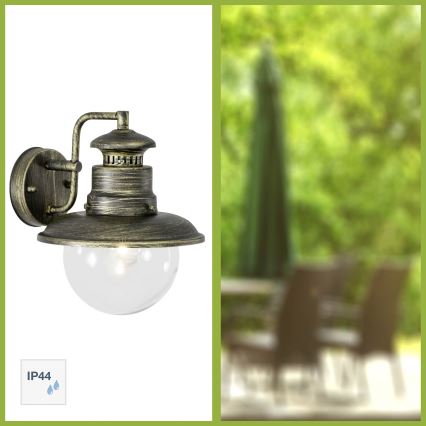 Brilliant - Buiten wandlamp ARTU 1xE27/60W/230V IP44 patina/goud