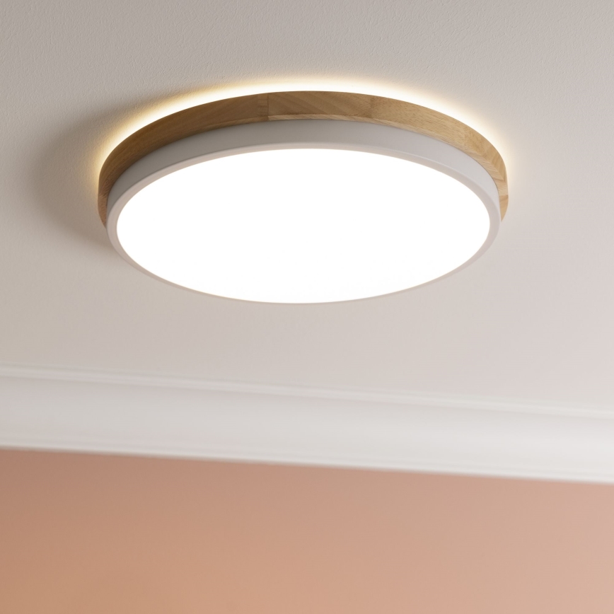 Brilliant - Dimbare LED Plafondlamp BAARLO LED/24W/230V diameter 35 cm wit/rubber vijg - FSC gecertificeerd