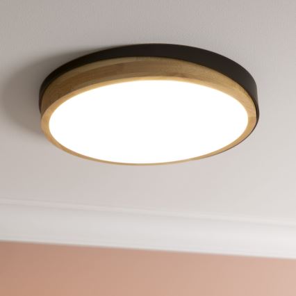 Brilliant - Dimbare LED Plafondlamp BAARLO LED/24W/230V diameter 35 cm zwart/rubber vijg - FSC gecertificeerd