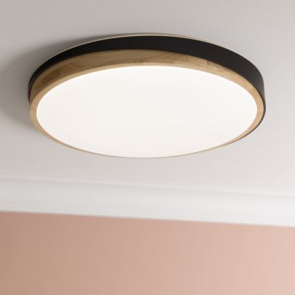 Brilliant - Dimbare LED Plafondlamp BAARLO LED/36W/230V 3000-6500K diameter 50 cm zwart/rubber vijg + afstandsbediening - FSC gecertificeerd