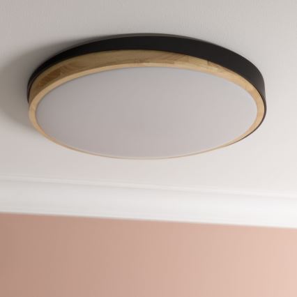 Brilliant - Dimbare LED Plafondlamp BAARLO LED/36W/230V 3000-6500K diameter 50 cm zwart/rubber vijg + afstandsbediening - FSC gecertificeerd