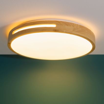 Brilliant - Dimbare LED Plafondlamp WOODBURY LED/24W/230V diameter 39 cm rubber vijg - FSC gecertificeerd