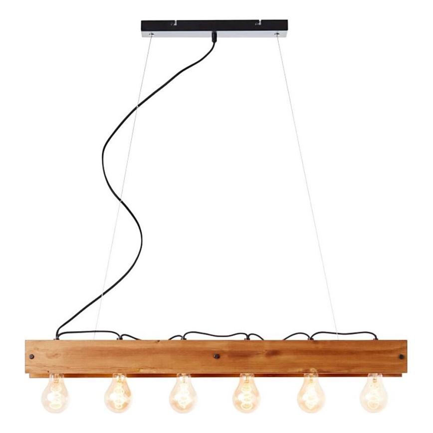 Brilliant - Hanglamp aan een koord CALANDRA 6xE27/42W/230V grenen