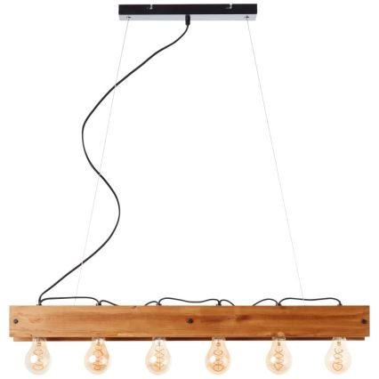 Brilliant - Hanglamp aan een koord CALANDRA 6xE27/42W/230V grenen