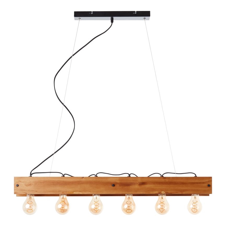 Brilliant - Hanglamp aan een koord CALANDRA 6xE27/42W/230V grenen
