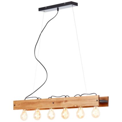 Brilliant - Hanglamp aan een koord CALANDRA 6xE27/42W/230V grenen