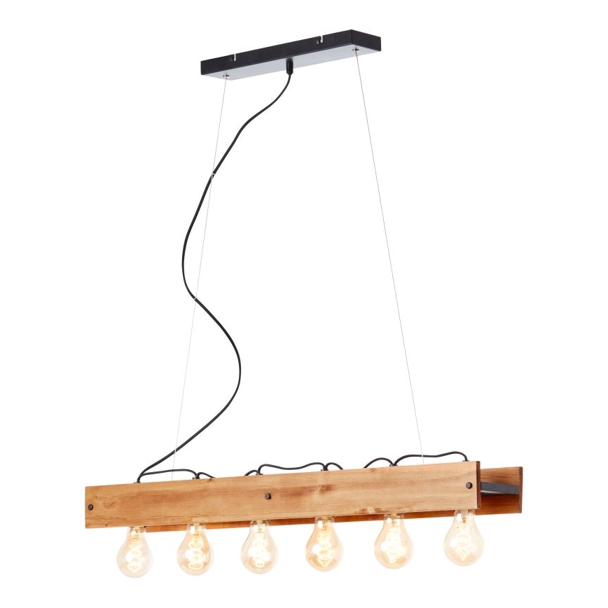 Brilliant - Hanglamp aan een koord CALANDRA 6xE27/42W/230V grenen