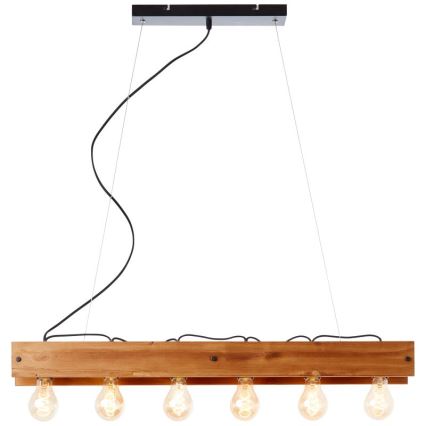 Brilliant - Hanglamp aan een koord CALANDRA 6xE27/42W/230V grenen