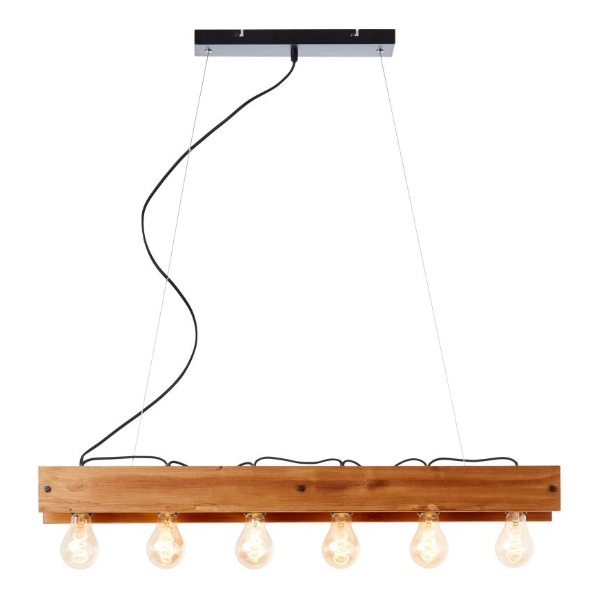 Brilliant - Hanglamp aan een koord CALANDRA 6xE27/42W/230V grenen