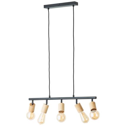 Brilliant - Hanglamp aan kabel 5xE27/28W/230V zwart/bamboe